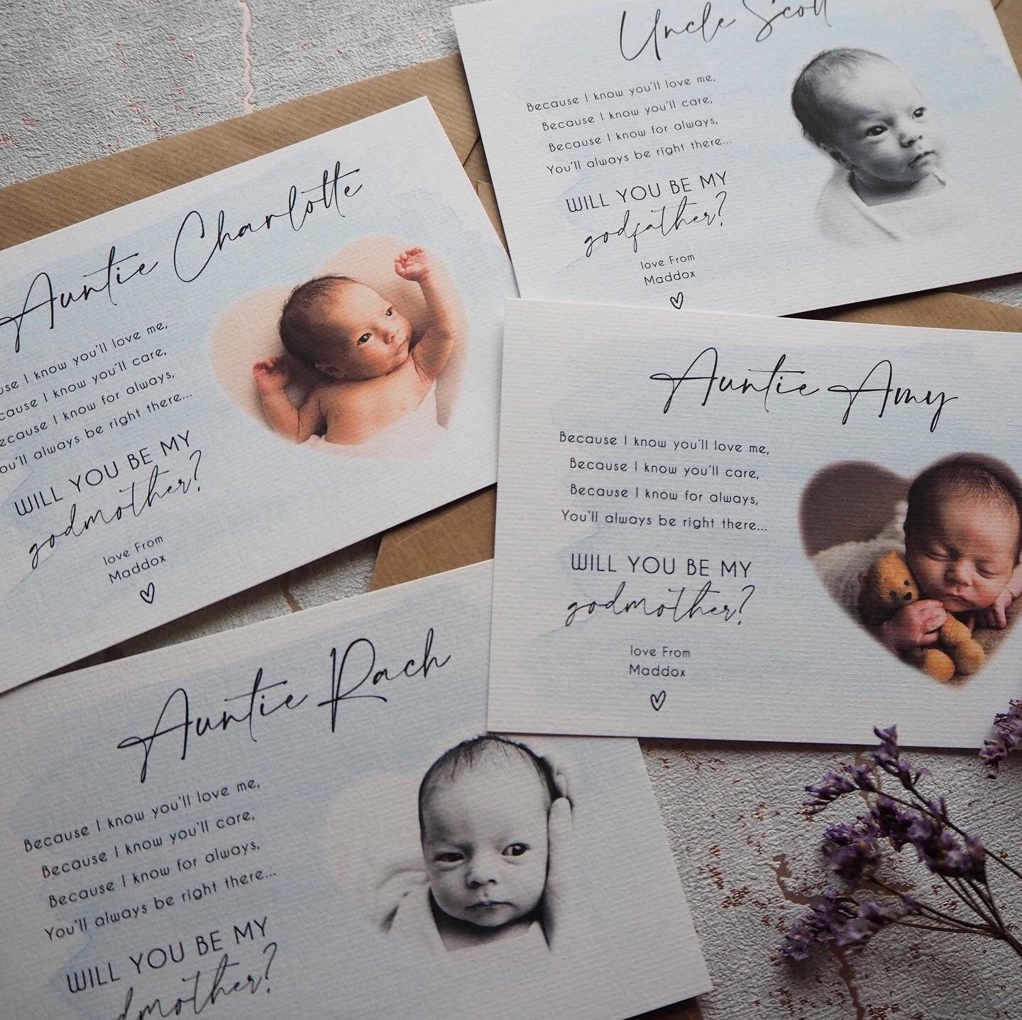 Godparent Proposal Card | Photo Invitation | Christening | Baptism | Naming ceremony