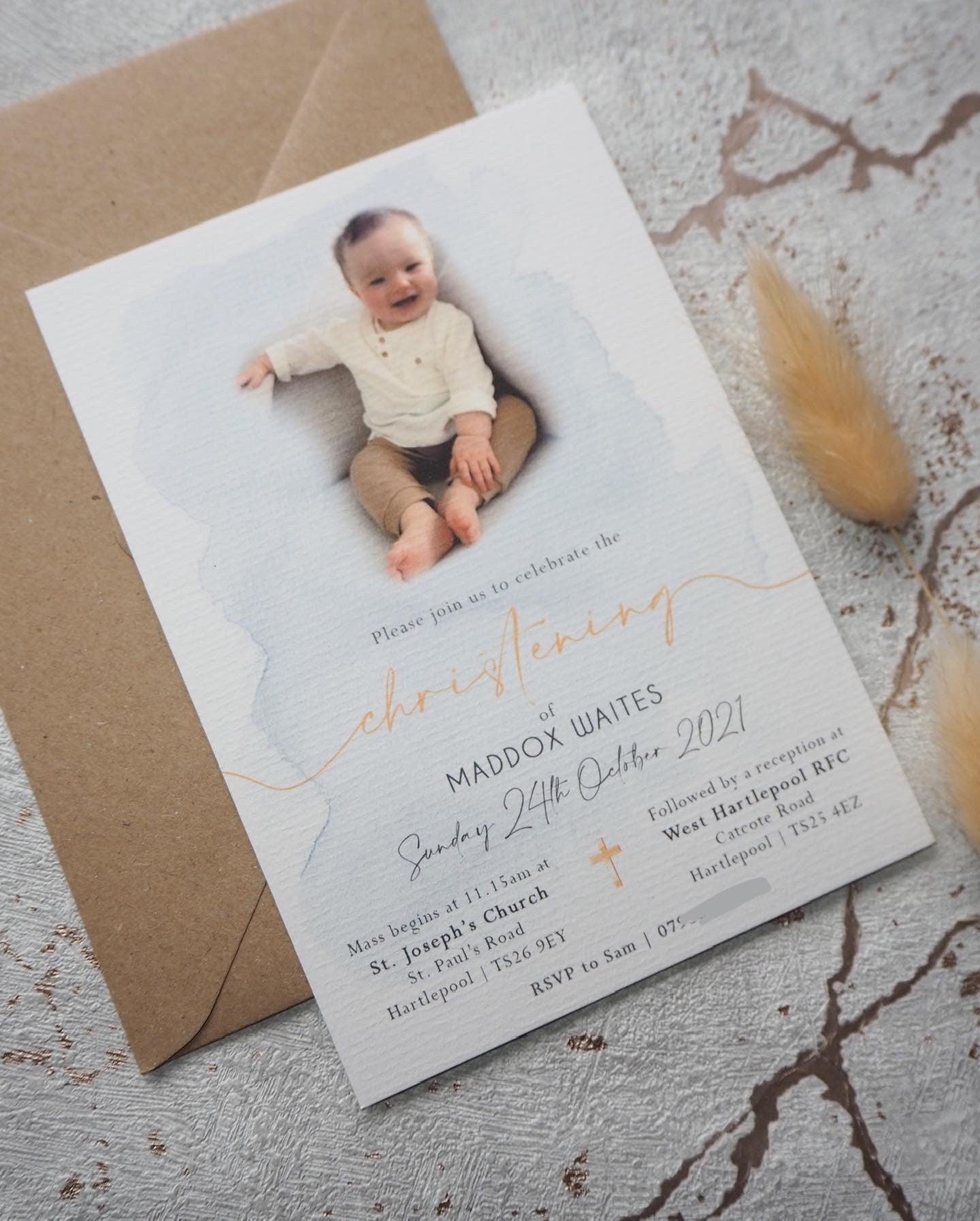 Christening Invitation | Photo Invitation | Baptism Invite | Personalised Invitations | Party Stationery | Digital Invitation