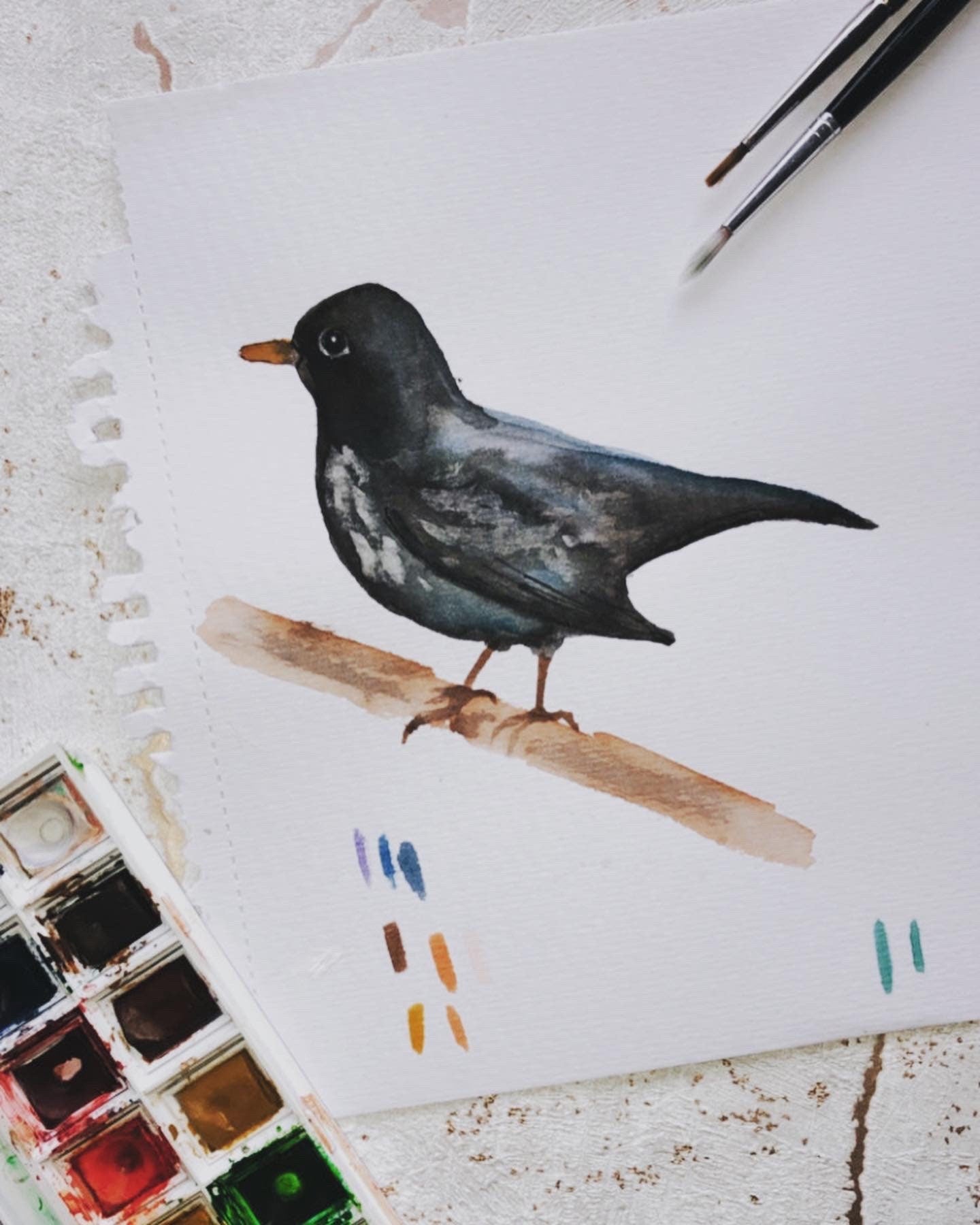 Blackbird Watercolour | The Beatles Blackbird | Watercolour Print | Music Lyric Print