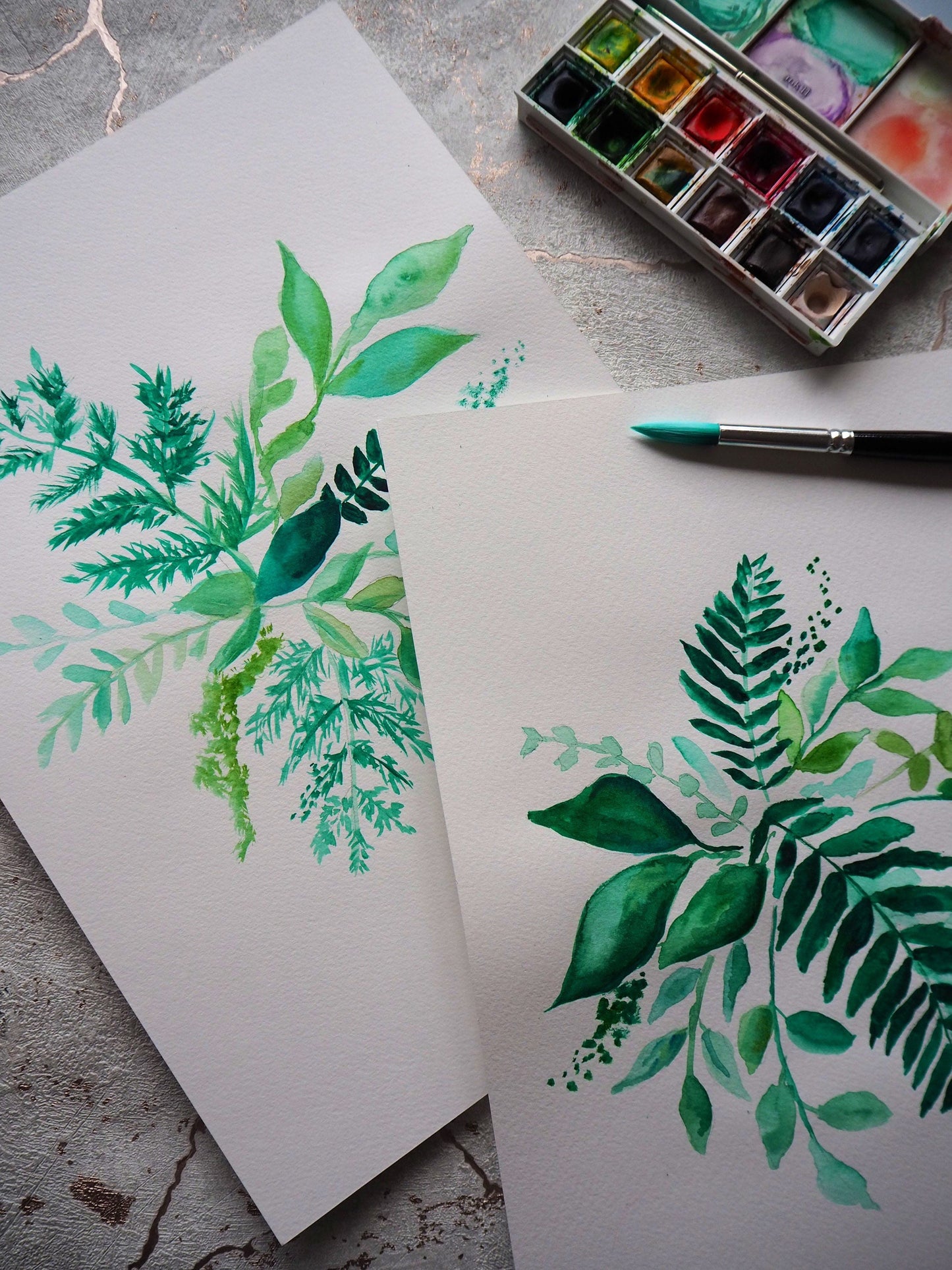 Green Foliage Watercolour Prints | Set of 3 Prints | Home Decor | Green Floral Art
