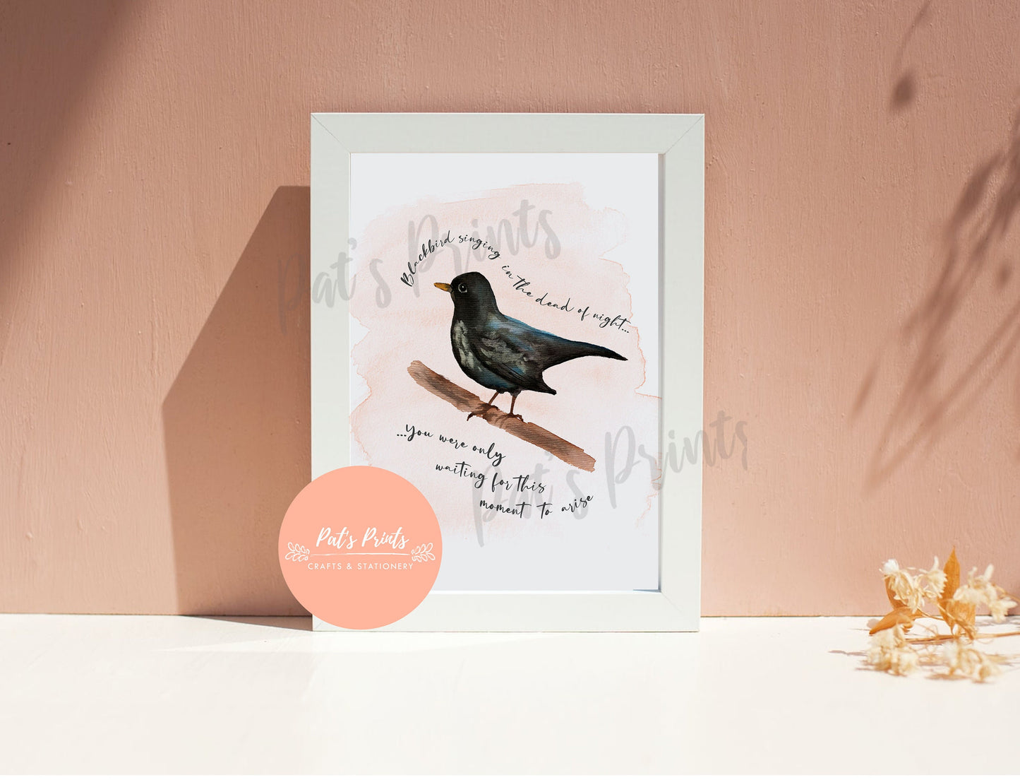 Blackbird Watercolour | The Beatles Blackbird | Watercolour Print | Music Lyric Print