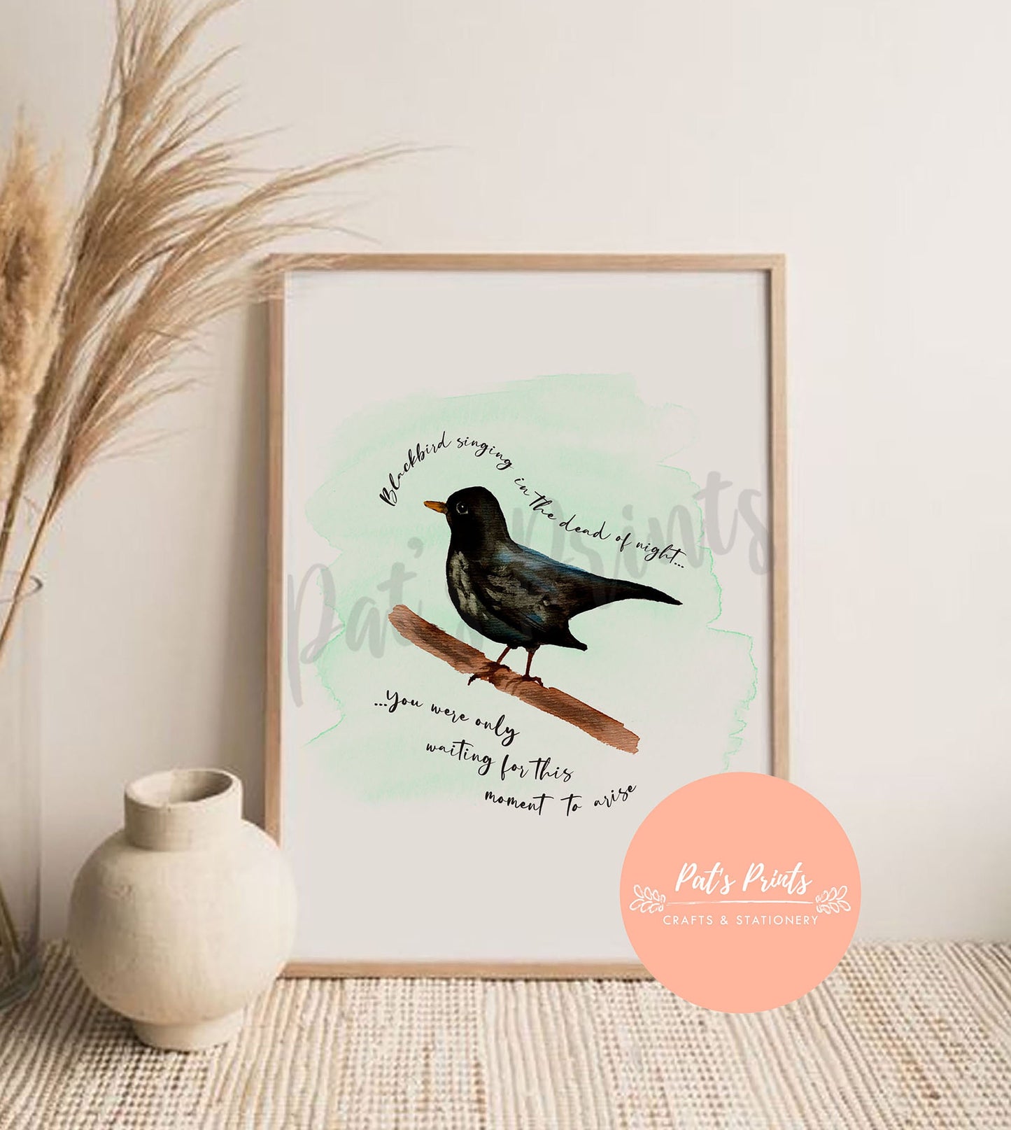Blackbird Watercolour | The Beatles Blackbird | Watercolour Print | Music Lyric Print