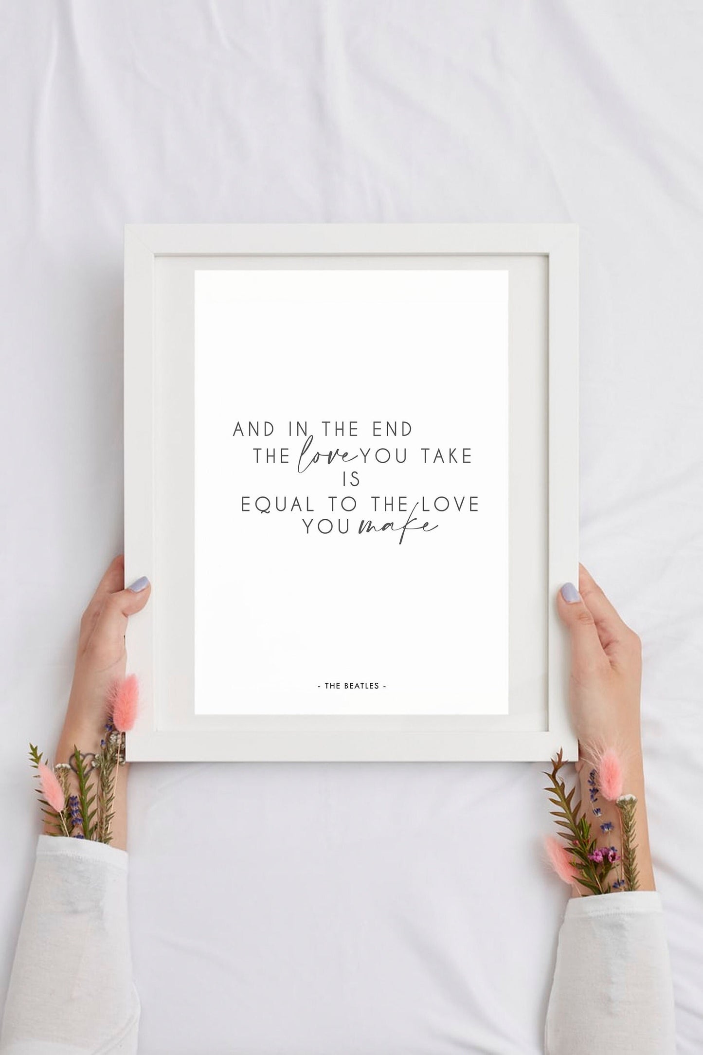The Beatles Lyric Print | Music Print | Typography | Personalised Print | And in the end the love you take is equal to the love you make